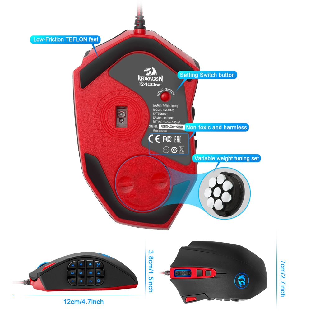 Mouse Gamer Redragon Perdition 3 M901