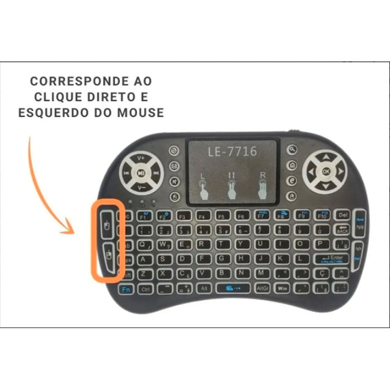 Mini Teclado Sem Fio Para Smart TV e PC