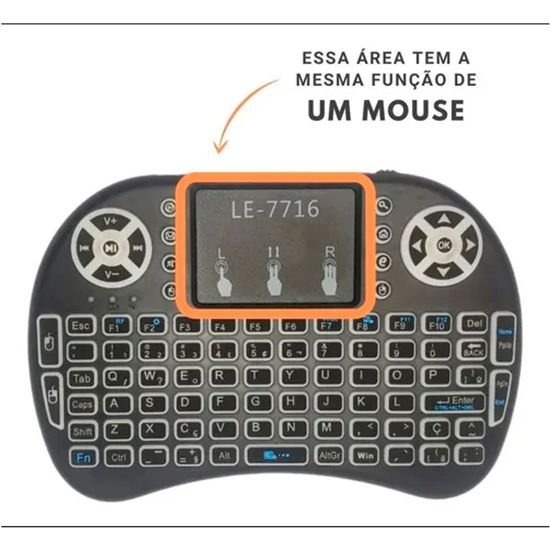 Mini Teclado Sem Fio Para Smart TV e PC